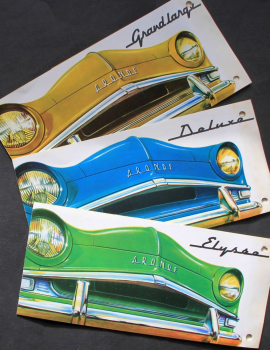 Simca Deluxe - Grand Large - Elysse Modelprogram 1955 three Carbrochures (6649)